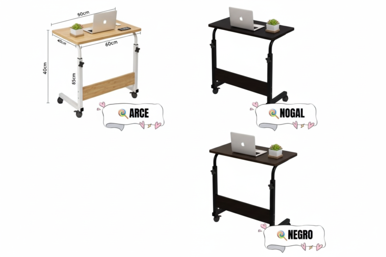 ⚡ Mesa Auxiliar Ajustable con Ruedas